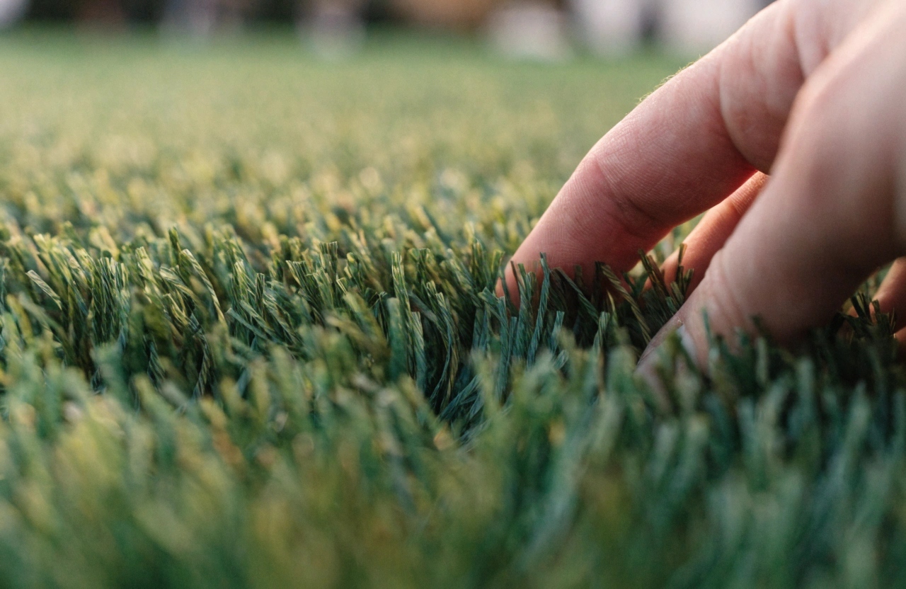 Close-up of premium artificial turf texture and finish