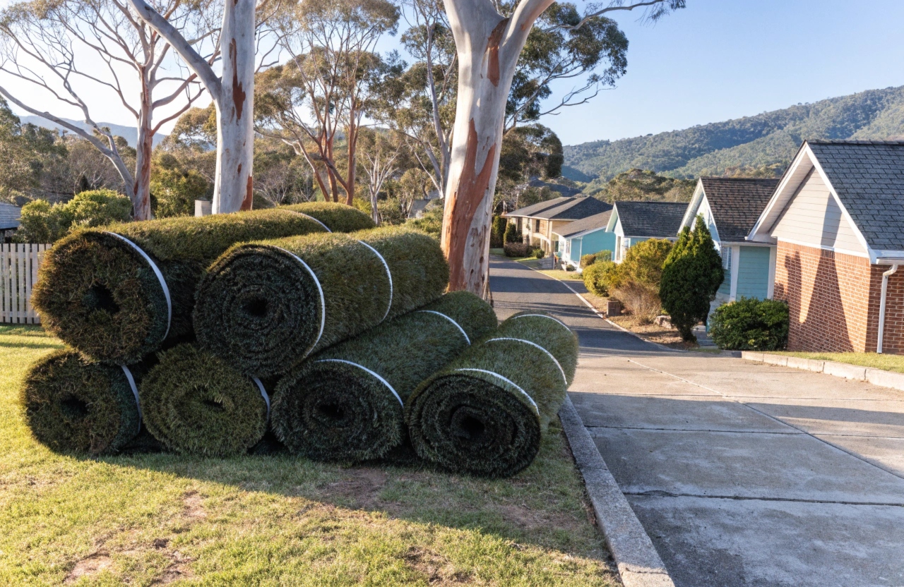 Synthetic grass rolls being delivered to a residential property in the Illawarra